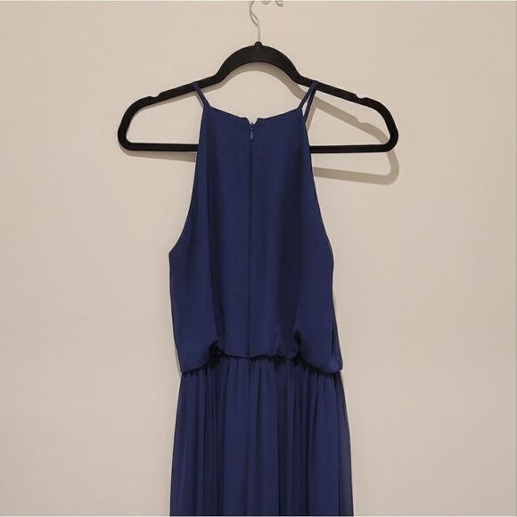 Donna Morgan Midnight Blue Halter Wedding Dress - Picture 9 of 14